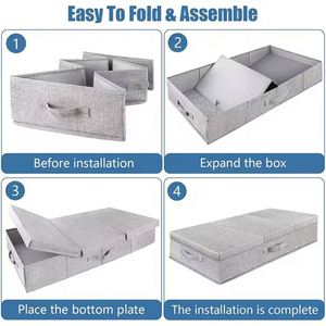 Multifunctional Large-capacity Foldable Under-bed Organizer Minimalist Pp Storage <b>Box</b> Set for Quilt Towel Reusable Lid - Product Image 3