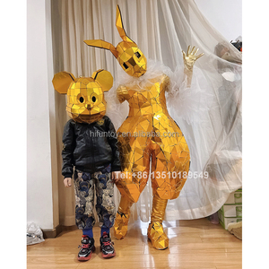 Miroir Tête Costume Cerf Lapin Renne Costume Argent Or Taureau Vache Animal Acrylique Performance Talent Show Dance Props pour Adulte - Product Image 4