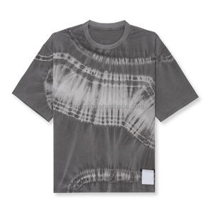 T-shirt Oversize da Uomo Tie-Dye Shibori a Righe Orizzontali, Lavaggio Vintage, Streetwear, Manica Corta, OEM - Product Image 1