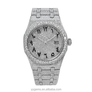 Reloj de Lujo Automático Personalizado para <span class=keywords><strong>Hombre</strong></span>, con Certificación de Diamantes, Completamente Cubierto de Moissanita VVS1, Acero Inoxidable, Mecánico, Resistente al Agua - Product Image 1