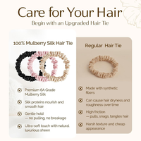Lot de 6 Chouchous Personnalisables en Soie de Mûrier 100% Naturelle – Accessoires Cheveux en Soie Sans Dommage pour Femmes et Filles – Noir et Champagne