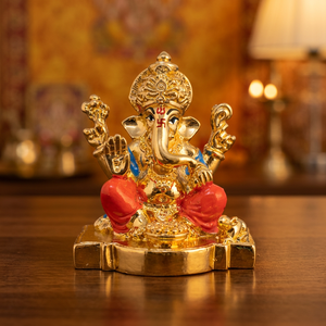 Handmade 3.5 Inch Golden Plated Stainless Steel Ganesh Ji Idol <b>Statue</b> Metal Handicraft Eco Friendly Home Decor - Product Image 3