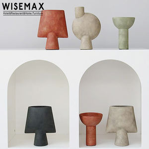 WISEMAX – meubles d'art contemporain simple, ornement fait à la main, décorations en céramique, vase à fleurs géométrique abstrait - Product Image 2