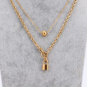 Collar de Moda para Mujer, Estilo Hip Hop, con Colgante de Bola y Cierre, en Acero Inoxidable con Baño de Oro de 18K, Superventas - Product Image 3