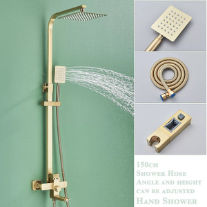 Ensemble de douche carré Bingtao en acier inoxydable 304, finition Dark Armor, robinet surpresseur pour salle de bain - Product Image 4