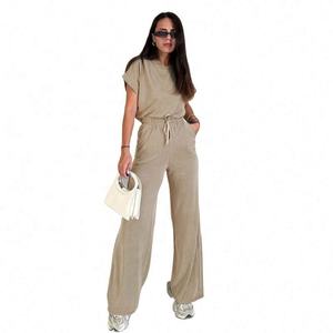Combinaison <span class=keywords><strong>pantalon</strong></span> décontractée élégante à <span class=keywords><strong>taille</strong></span> <span class=keywords><strong>haute</strong></span> et à jambes larges - Product Image 1