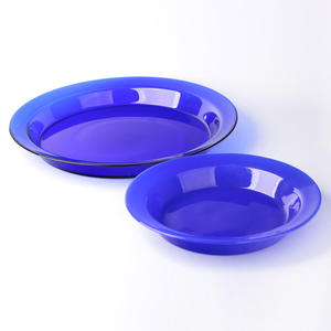 Assiettes à dîner en verre bleu de luxe en gros Plateau en métal durable pour les mariages et les fêtes Design rond moderne pour la maison - Product Image 5