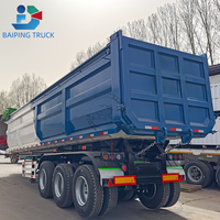 Semi-remorque benne basculante arrière hydraulique robuste de 60 mètres cubes pour tracteur, en acier Q345B, capacité de charge de 200 tonnes