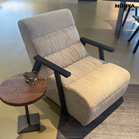 Fauteuil d'appoint NORYA en chêne massif, canapé individuel en tissu de luxe minimaliste pour salon, mobilier de villa et appartement