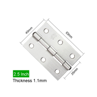Vente chaude de haute qualité 2.5 pouces 3 pouces 3.5 pouces 4 pouces petit bout à bout en acier inoxydable 304 charnières de porte et de fenêtre