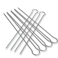 6 brochettes télescopiques en acier inoxydable antirouille en forme de U de 12 pouces à double pointe pour barbecue, avec étui de rangement en tissu pour grillades