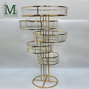Gold Metal Large <strong>Tall</strong> Floral Display Riser Wedding Table Centerpiece Round Top <strong>Flower</strong> Stand <strong>Pedestal</strong>