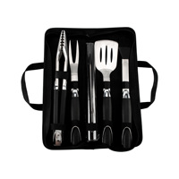Ensemble d'accessoires pour barbecue de camping, 4 brosses à badigeonner portables en acier inoxydable de 16 pouces avec manche noir