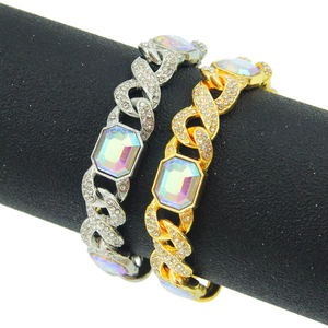 Cool 8-clasp rectangular colored personalized splicing bracelet Men's hipster <b>Cuban</b> <b>chain</b> bracelet - Product Image 1