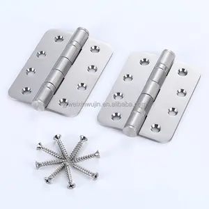 Factory Wholesale 4 Inch Round Corner Stainless Steel Ball Bearing Butt Interior Door Hinges