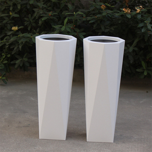 Jardinières en <span class=keywords><strong>acier</strong></span> <span class=keywords><strong>galvanisé</strong></span> par métal blanc personnalisé de pots de fleur debout - Product Image 6
