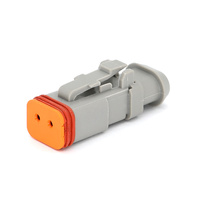 DT06-2S-E008 Carcasa automotriz de 2 posiciones para terminales hembra, cable a cable, línea central de 5.46 mm (.215 pulg.), sellable, gris