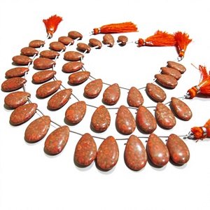 Perles en pierre turquoise cuivrée orange en forme de poire 12x20mm, brin de 8 pouces avec 14 perles vertes pour la fabrication de bijoux - Product Image 1