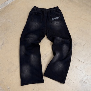 Custom Logo Streetwear <b>Men</b> Sweat Pants Heavyweight Cotton Vintage Acid Wash Oversized Wide Leg Baggy Stripe Jogger Sweatpants - Product Image 2