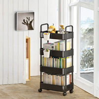 Étagère de rangement mobile à 3 et 4 niveaux, chariot à roulettes en métal, multifonctionnel, imperméable, durable, pour le rangement des collations