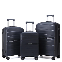 Set Koper Troli Perjalanan Multiwarna Grosir, Set Koper Bahan PP Keras dengan Roda Spinner dan Kunci TSA