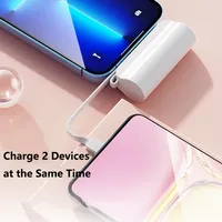 Mini batterie externe portable 5000 mAh pour iPhone Samsung Huawei OPPO Xiaomi avec câble – Chargeur externe compact