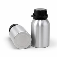 Bouteille d'huile essentielle en aluminium poli de 350 ml avec bouchon noir, de luxe, anti-UV, corps large, vente en gros OEM