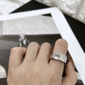 INS Chic Koreanischer Modedesigner Silber X CZ Zirkon Kristall North Star Fingerringe für Frauen Männer Schmuck - Product Image 5