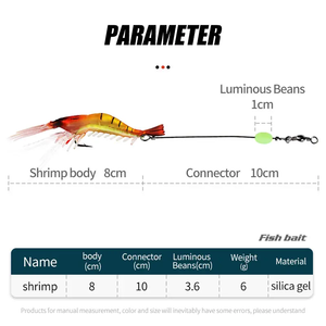 Pêche d'hiver Noctilucent Shrimp Sabiki Soft Plastic Lure with Luminous Bait Built-In Hook Carp Target River Trolling <span class=keywords><strong>Action</strong></span> - Product Image 6