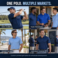Polo de golf imprimé en gros pour hommes – T-shirt de sport à manches courtes en jersey polyester élasthanne avec col structuré pour clubs, équipes et tenues de villégiature