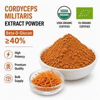 Bulk Biologisch Cordyceps Militaris Extract Poeder 40% Beta-D-Glucan, Hoge Potentie Vruchtlichaam voor Supplementenfabrikanten