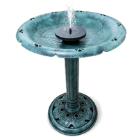 Fontaine solaire pour bain d'oiseaux, bol sur piédestal en verdigris, bassin en feuille de lotus, résine plastique durable PP, pour jardin extérieur
