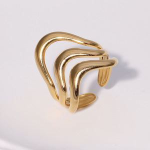 Bague en acier titane best-seller transfrontalier, luxe léger, inaltérable, plaqué or 18 carats sous vide, sensation haut de gamme, ouverte - Product Image 4