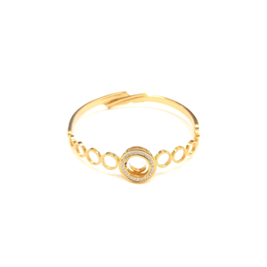 Classic and Trendy Gold Plated Women's Cuff <b>Bracelet</b> Oval Cut <b>Crystal</b> Bezel Setting for Gift Made of Zinc Alloy - Product Image 2