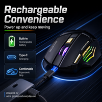 Souris de jeu sans fil double mode 2,4 G BT, silencieuse, rechargeable, rétroéclairée RGB, 3200 DPI pour PC, ordinateur portable, ordinateur de bureau