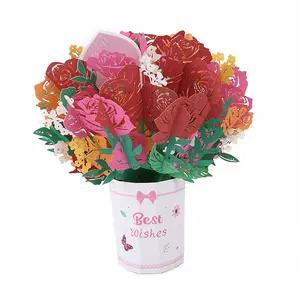 Buket bunga Pop Up, kertas 3D kartu bunga matahari ulang tahun untuk ibu ayah pacar pacar laki-laki saudara perempuan Teman