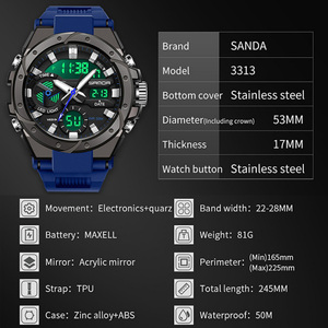 Reloj Digital SANDA 3313 para Hombre, Casual, Versátil, Luminoso, con Alarma, Resistente al Agua, Multifunción, Deportivo - Product Image 2