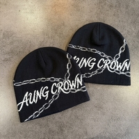 Gorro de Invierno Personalizado al por Mayor con Diseño Gráfico Y2K, Logotipo Impreso en Toda la Superficie, Reversible, Tejido Jacquard
