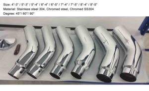 Выхлопной хромированный полированный 45 градусов 5-7 дюймов локоть выхлопной наконечник для дизельного топлива - Product Image 3