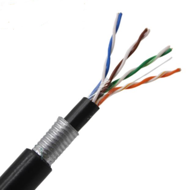 Ngoài trời UTP mèo 5 CAT6 băng thép không thấm nước trực tiếp chôn cất LAN Cáp bọc thép đôi vỏ bọc cáp mạng