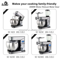 Batteur sur socle SOHEF 2000W 10L, écran LCD numérique avec minuteur, mélangeur alimentaire commercial pour la maison, la boulangerie, l'hôtel, le restaurant