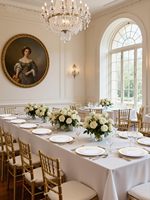 Ensemble de vaisselle de fête élégant pour mariage, assiettes jetables en matériau PS doré personnalisées, assiettes à dessert, serviettes