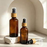 Bouteille Boston de 30 ml, 60 ml, 125 ml, 250 ml, 500 ml, 1000 ml avec bouchon en bambou, diffuseur, flacons pulvérisateurs en verre ambré avec pulvérisateur