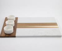 Ensemble de planches à charcuterie rectangulaires en bois d'acacia écologique, plateau de service à fromage en marbre, 11 pièces avec accessoires