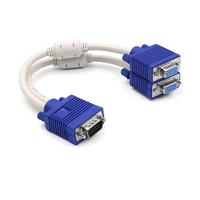 Adaptor Komputer Kabel Splitter Vga Pria Ke Vga Wanita 30Cm VGA 15 Pin PC Pria Ke 2 Dual Female untuk Proyektor TV