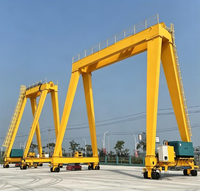 Grue portique à poutre simple à petites portées avec pneus en caoutchouc et palan électrique à câble