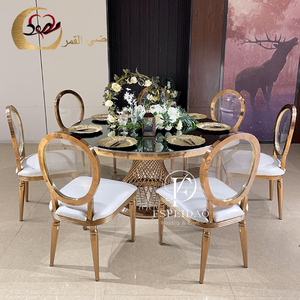 Modern Stainless Steel Round <b>Dining</b> <b>Table</b> Set for Wedding Hotel & Restaurant Use - Product Image 4