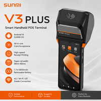 Terminal de paiement mobile sans fil SUNMI V3 Plus, dernière version Android 14, lecteur de codes-barres, NFC, système POS portable