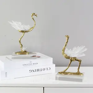 Modern light luxury gifts Flamingo Crystal Brass ornaments soggiorno wine cabinet soft mounted home decor