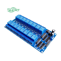 Module relais intelligent électronique 16 canaux Carte de contrôle 5V 12V avec protection optocoupleur avec alimentation LM2596